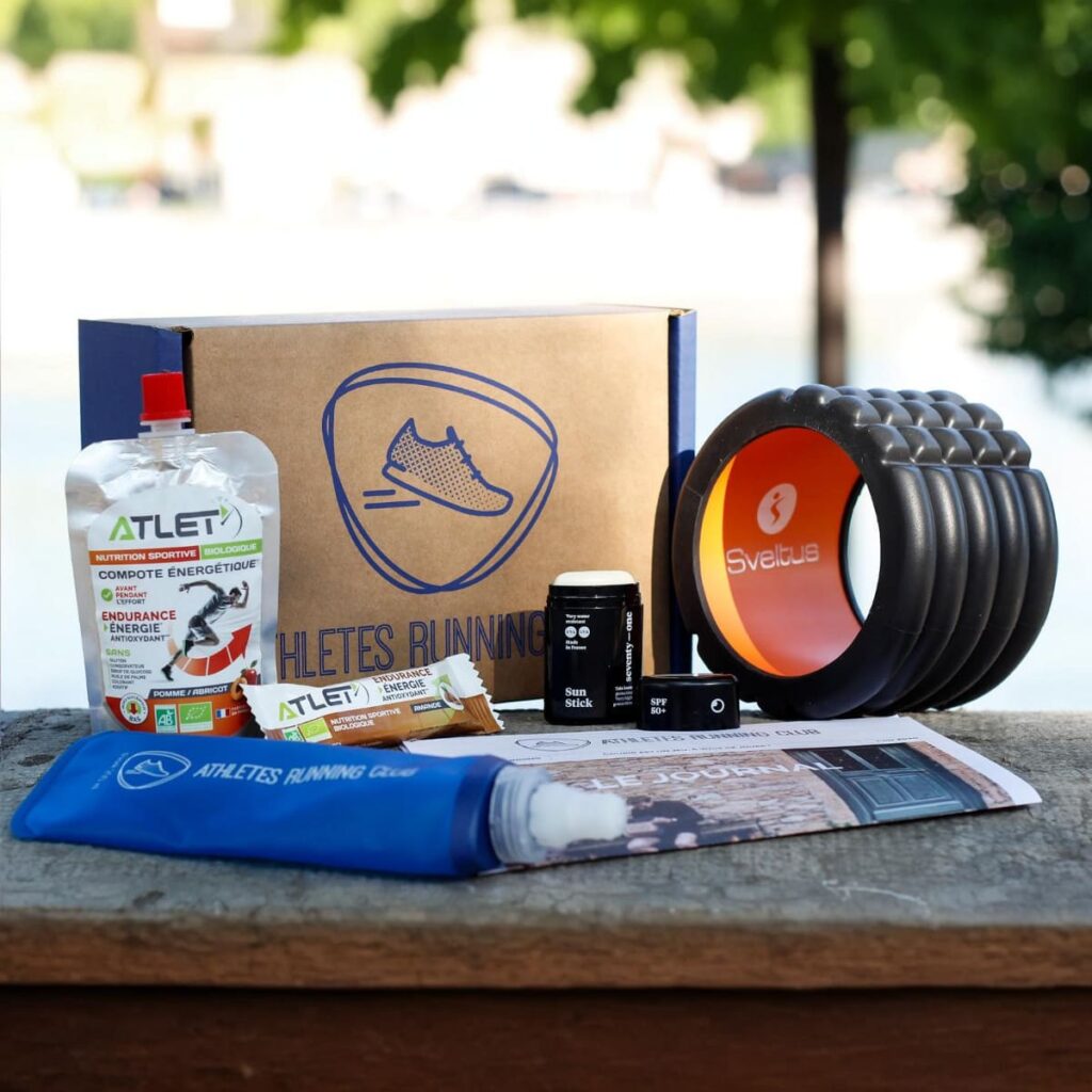 Visuel de la box trail et running de juin 2020 avec accessoires, soins et nutrition sportive