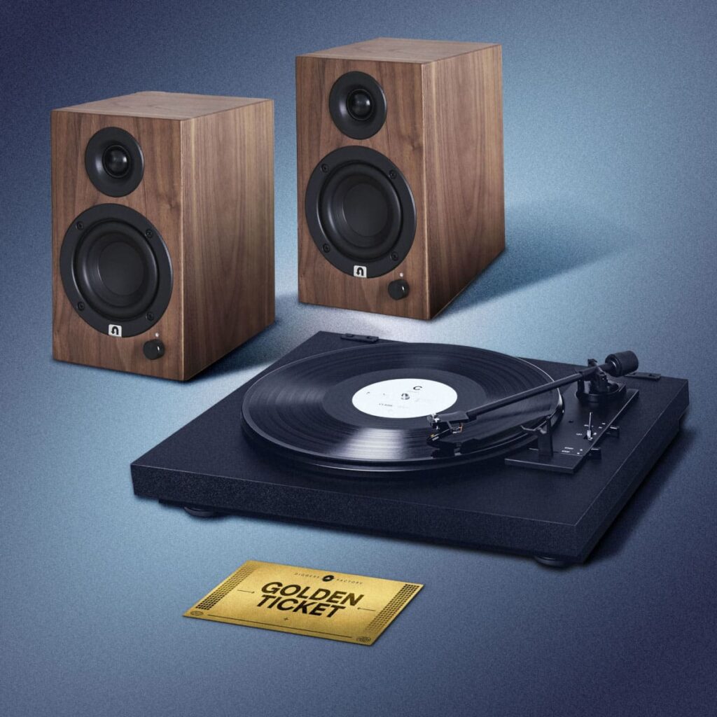 Golden Ticket The Vinyl Box donnant accès à des cadeaux exclusifs comme platine ou enceintes