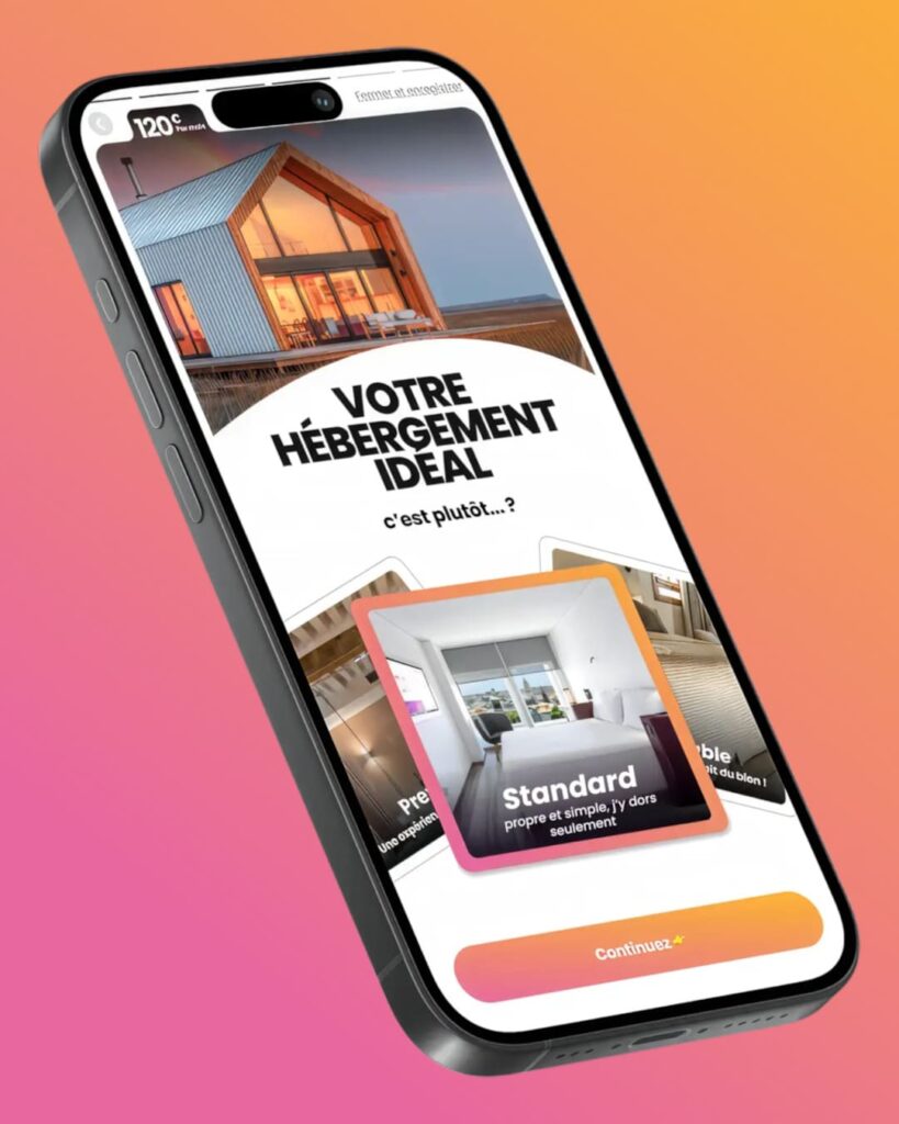 Choix des préférences d’hébergement dans une application de voyage avec différents niveaux de confort